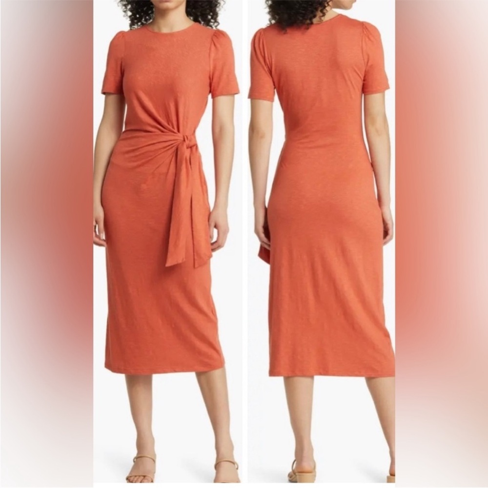🧡 Boden Adjustable Tie Heather Rust Midi Versatile Dress US 16 18 XL XXL